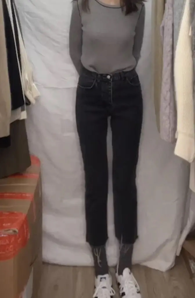 厚實直腳牛仔褲（黑）